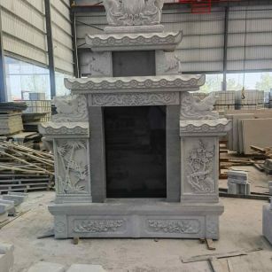 呼和浩特 芝麻灰高档墓碑、土墓，一套也支持定做