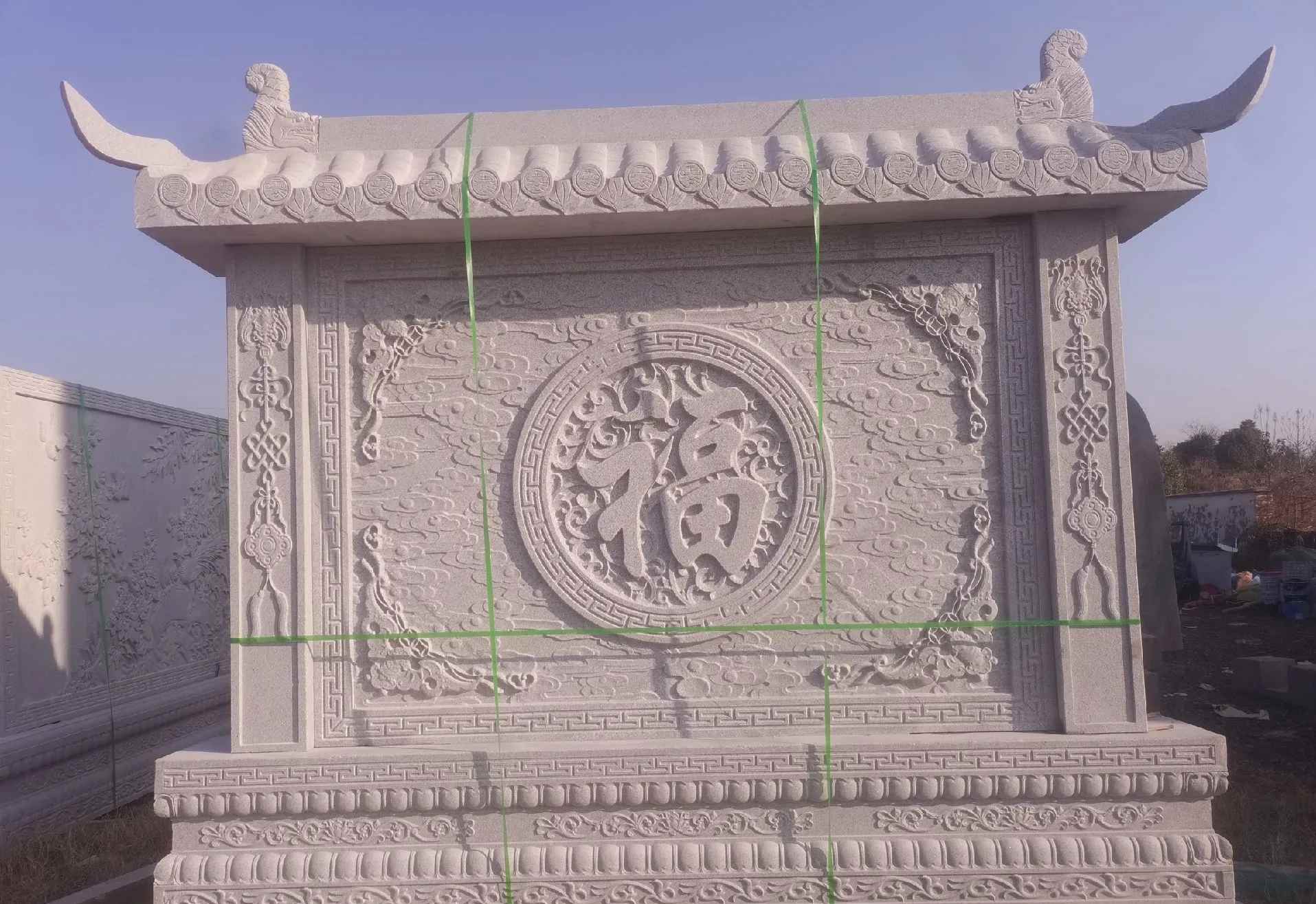 呼和浩特 芝麻白花岗岩屏风，照壁，影壁